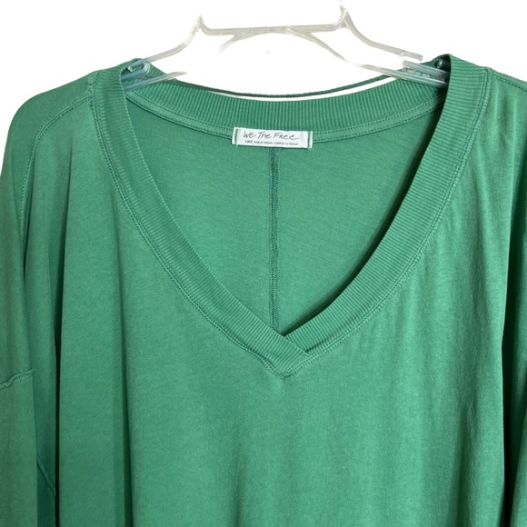 Free People We the Free Buffy T Shirt Size L Womens Green Oversize Cropped - Picture 2 of 8
